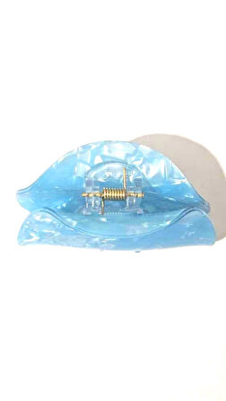 Mavi Parıltılı Denizkabuğu Model Asetat Mandal Saç Tokası 7 cm – Şık ve Dayanıklı 