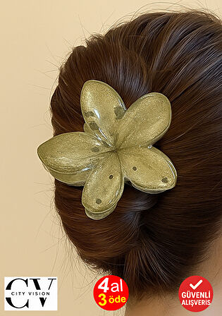 Simli Su Yeşili Lotus Toka 8 cm - Şık ve Dayanıklı