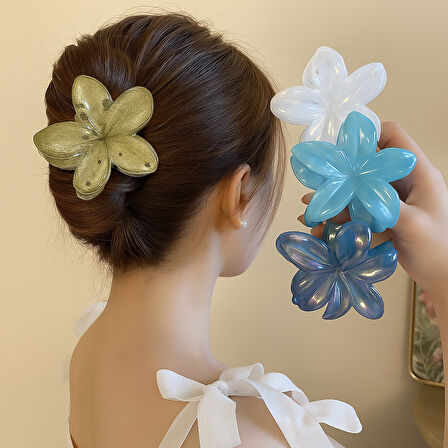 Simli Su Yeşili Lotus Toka 8 cm - Şık ve Dayanıklı