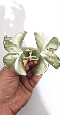 Simli Su Yeşili Lotus Toka 8 cm - Şık ve Dayanıklı