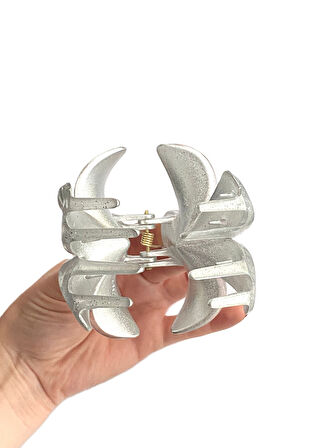 Simli Gri Lotus Toka 8 cm - Şık ve Dayanıklı