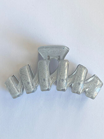 Simli Gri Renk Zikzak Model Mandal Toka 11 cm - Şık ve Dayanıklı