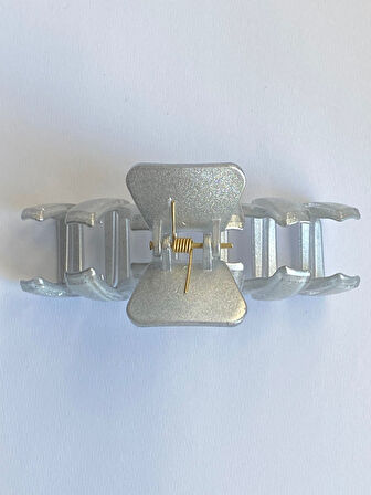 Simli Gri Renk Zikzak Model Mandal Toka 11 cm - Şık ve Dayanıklı