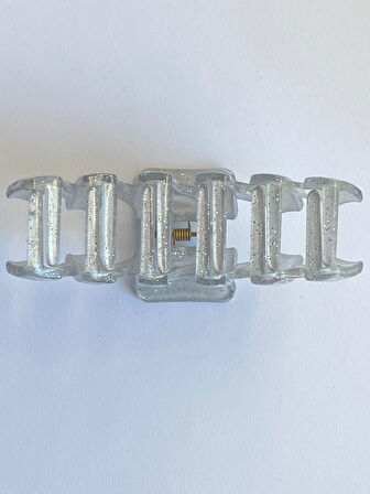 Simli Gri Renk Zikzak Model Mandal Toka 11 cm - Şık ve Dayanıklı