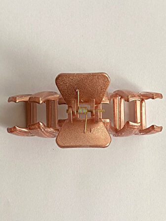 Simli Pudra Pembe Renk Zikzak Model Mandal Toka 11 cm - Şık ve Dayanıklı