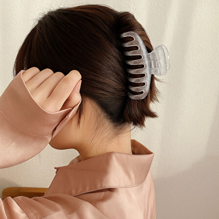 Simli Gri Renk Tırmık Model Mandal Toka 11 cm - Şık ve Dayanıklı