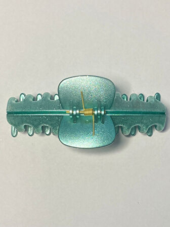 Simli Su Yeşili Renk Tırmık Model Mandal Toka 11 cm - Şık ve Dayanıklı