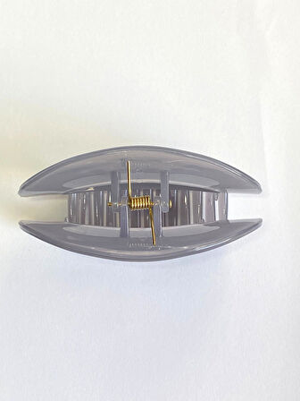 Kore Stili Jelly Oval Model Gri Renk Mandal Saç Tokası 9 cm – Şık ve Dayanıklı