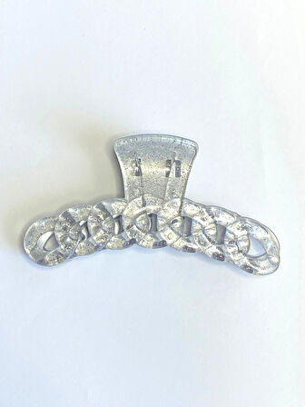 Simli Gri Renk Zincir Model Mandal Toka 11 cm - Şık ve Dayanıklı