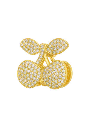 Taş Detaylı Kiraz Tasarımlı Metal Mandal Saç Tokası Beyaz Renk 4 cm – Işıltılı ve Zarif Aksesuar