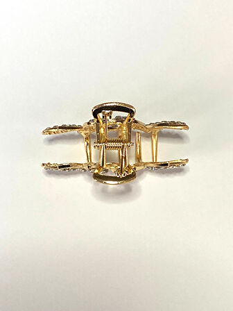 Taşlı Kelebek Tasarımlı Metal Mandal Saç Tokası Altın Renk 5 cm  – Zarif ve Işıltılı Aksesuar