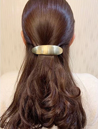 Metal Fransız Tip Saç Tokası – Parlak Altın Renkli 11 cm Klasik ve Şık Model