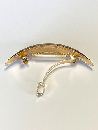 Metal Fransız Tip Saç Tokası – Parlak Altın Renkli 11 cm Klasik ve Şık Model