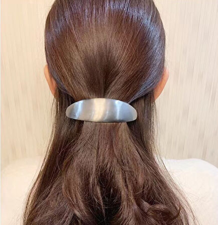 Metal Fransız Tip Saç Tokası – Parlak Gümüş Renkli 11 cm Klasik ve Şık Model