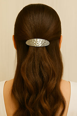 Metal Fransız Tip Saç Tokası – Parlak Gümüş Renkli 9 cm Klasik ve Şık Model