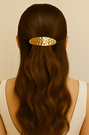 Metal Fransız Tip Saç Tokası – Parlak Altın Renkli 9 cm Klasik ve Şık Model