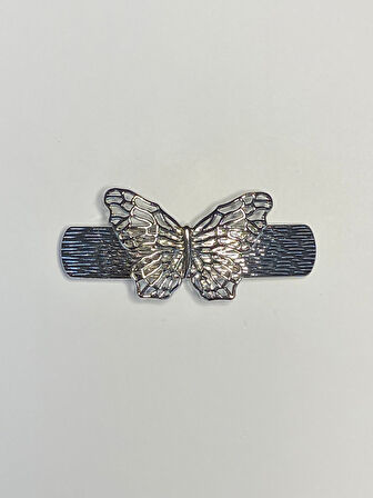Kelebek Figürlü Metal Saç Tokası Gümüş Renk 8 cm  – Zarif ve Şık Tasarım