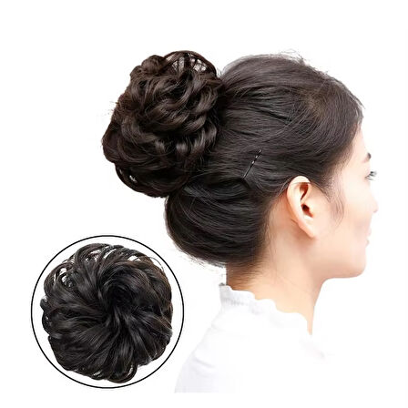 Saç Gürleştiren Siyah Lastikli Topuz Simit Toka -  Premium Kalite