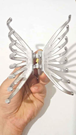 Simli Ahtapot Model Gri Renk Mandal Saç Tokası 12 cm Büyük Boy