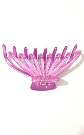 Simli Ahtapot Model Lavanta Rengi Mandal Saç Tokası 12 cm Büyük Boy