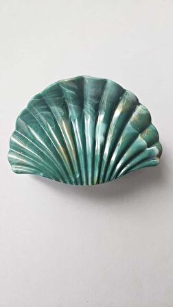 Su Yeşili Renk Mermer Desenli 8 cm Kadın Mandal Saç Tokası