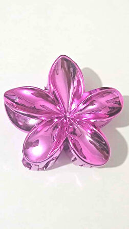 Metalik Fuşya Renk Lotus Mandal Saç Tokası 8 cm – Şık ve Dayanıklı 