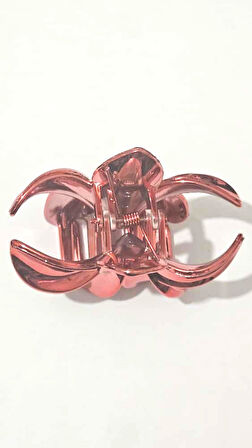 Metalik Nar Çiçeği Renk Lotus Mandal Saç Tokası 8 cm – Şık ve Dayanıklı 