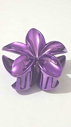 Metalik Mor Renk Lotus Mandal Saç Tokası 8 cm – Şık ve Dayanıklı 