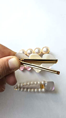 4 adet İnci & Taş Detaylı Saç Tokası Seti (6 cm) — Şık ve Dayanıklı