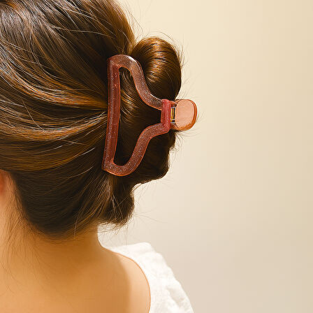 Simli Oval Model Gül Kurusu Renk 11 cm Kadın Mandal Saç Tokası - Şık ve Dayanıklı