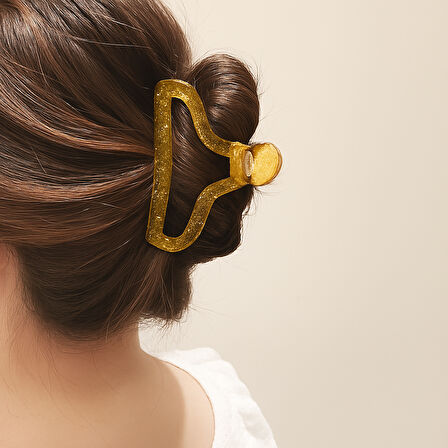 Simli Oval Model Hardal Renk 11 cm Kadın Mandal Saç Tokası - Şık ve Dayanıklı