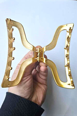 Simli Oval Model Hardal Renk 11 cm Kadın Mandal Saç Tokası - Şık ve Dayanıklı