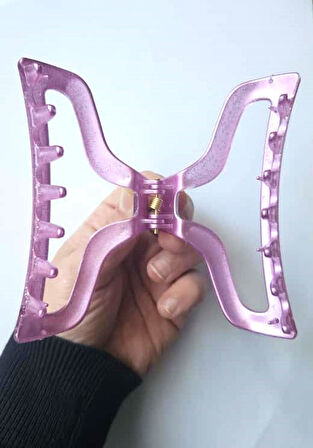 Simli Oval Model Lavanta Renk 11 cm Kadın Mandal Saç Tokası - Şık ve Dayanıklı