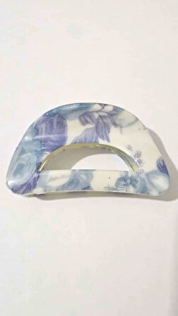 Kore Stili Mavi Renk Yarı Oval  9 cm Kadın Mandal Saç Tokası - Şık ve Dayanıklı