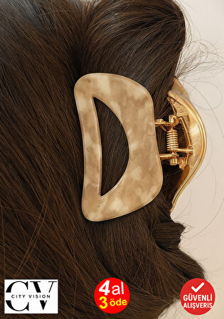 Kore Stili Kahverengi Renk Yarı Oval  9 cm Kadın Mandal Saç Tokası - Şık ve Dayanıklı