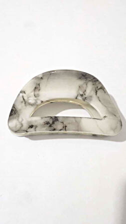 Kore Stili Gri Renk Yarı Oval  9 cm Kadın Mandal Saç Tokası - Şık ve Dayanıklı