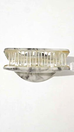 Kore Stili Gri Renk Yarı Oval  9 cm Kadın Mandal Saç Tokası - Şık ve Dayanıklı