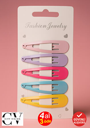 5 adet Pastel Renklerde Çıt Çıt Toka 6 cm - Şık ve Dayanıklı