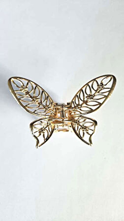 Kelebek Model Altın Renk 7 cm Orta Boy Metal Saç Tokası