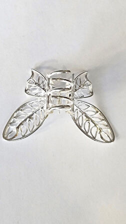 Kelebek Model Gümüş Renk 7 cm Orta Boy Metal Saç Tokası
