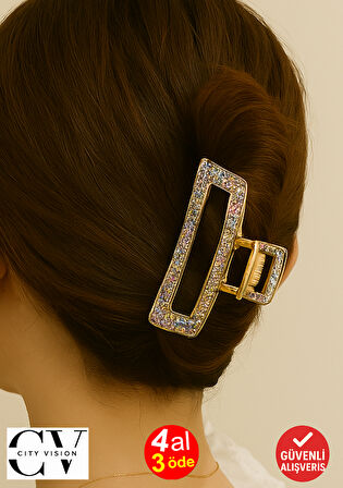 Renkli Taşlı Metal Mandal Saç Tokası 9 cm – Işıltılı ve Zarif Tasarım