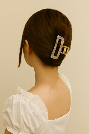 Renkli Taşlı Metal Mandal Saç Tokası 9 cm – Işıltılı ve Zarif Tasarım