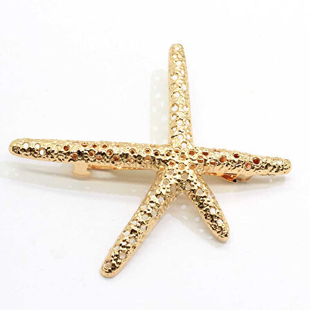 2’li Gold Deniz Yıldızı Formlu 7 cm Metal Saç Toka Seti – Zarif ve Şık Görünüm 