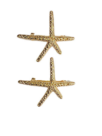 2’li Gold Deniz Yıldızı Formlu 7 cm Metal Saç Toka Seti – Zarif ve Şık Görünüm 