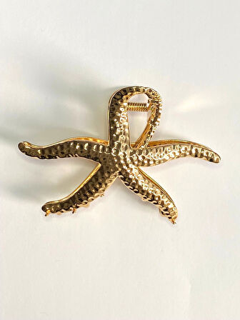 Deniz Yıldızı Formlu 11 cm Gold Saç Tokası – Zarif ve Modern Saç Aksesuarı