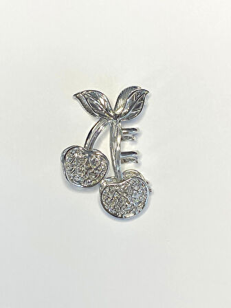 Gümüş Kiraz Formlu 7 cm Saç Tokası – Zarif ve Modern Metal Saç Aksesuarı