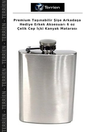 Premium Taşınabilir Şişe Arkadaşa Hediye Erkek Aksesuarı 6 oz Çelik Cep İçki Kanyak Matarası
