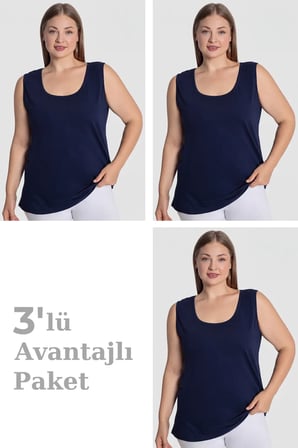 Delux Serisi Tekstil Temel Giyim Dört Mevsim Kadın Pamuklu Büyük Beden Kalın Askılı Atlet 3'lü Paket