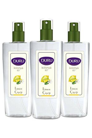 Duru Limon Çiçeği 80 Derece Sprey Pet Şişe 150 ml 3 Adet Kolonya