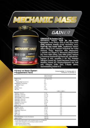 Onyx Nutrition Mechanic Mass Gainer Karbonhidrat 4000 Gr Çilek